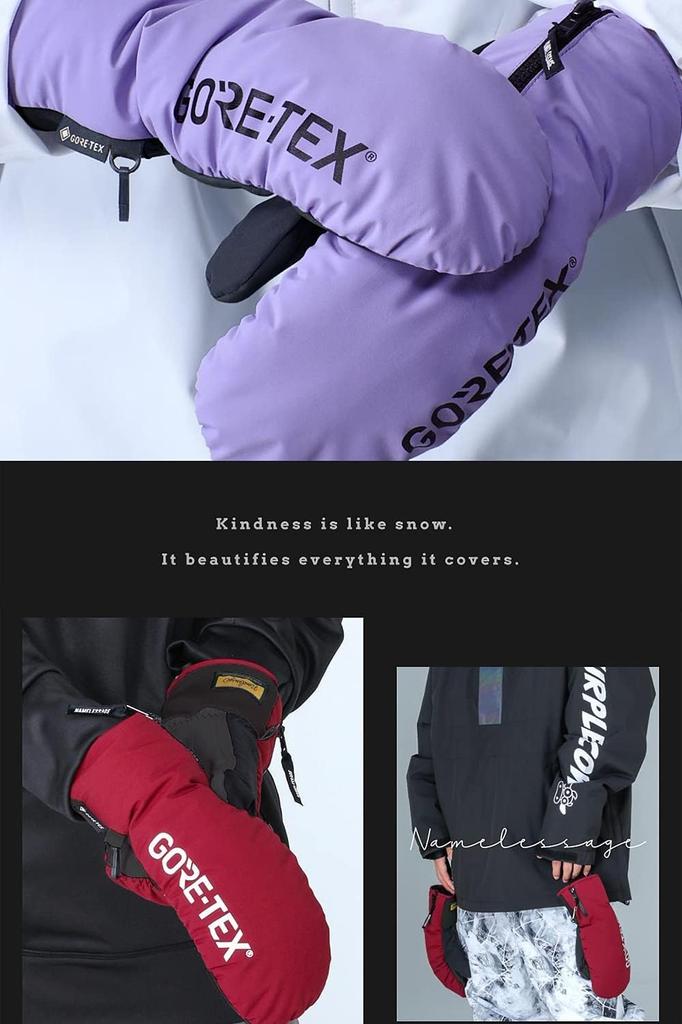 Namelessage Snowboard Gloves for Men and Mittens with Inner Size Snow GORE-TEX Women, Gloves, AGE-32M, Black, L, Gloves, Gloves, Snowboarding,