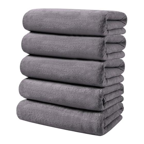 AYO Bath Towel, Fluffy, Hotel Specification, Large, Instant Water Absorption, 60*120cm, Set of 5, Microfiber, Strong Water Absorption, Quick Drying,