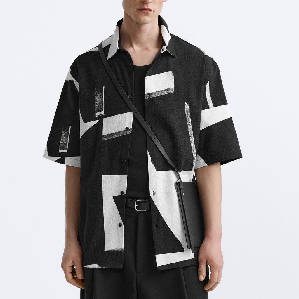 Zara Loose Comfortable Casual Short Sleeve Shirt Men Shirts 7380572-020