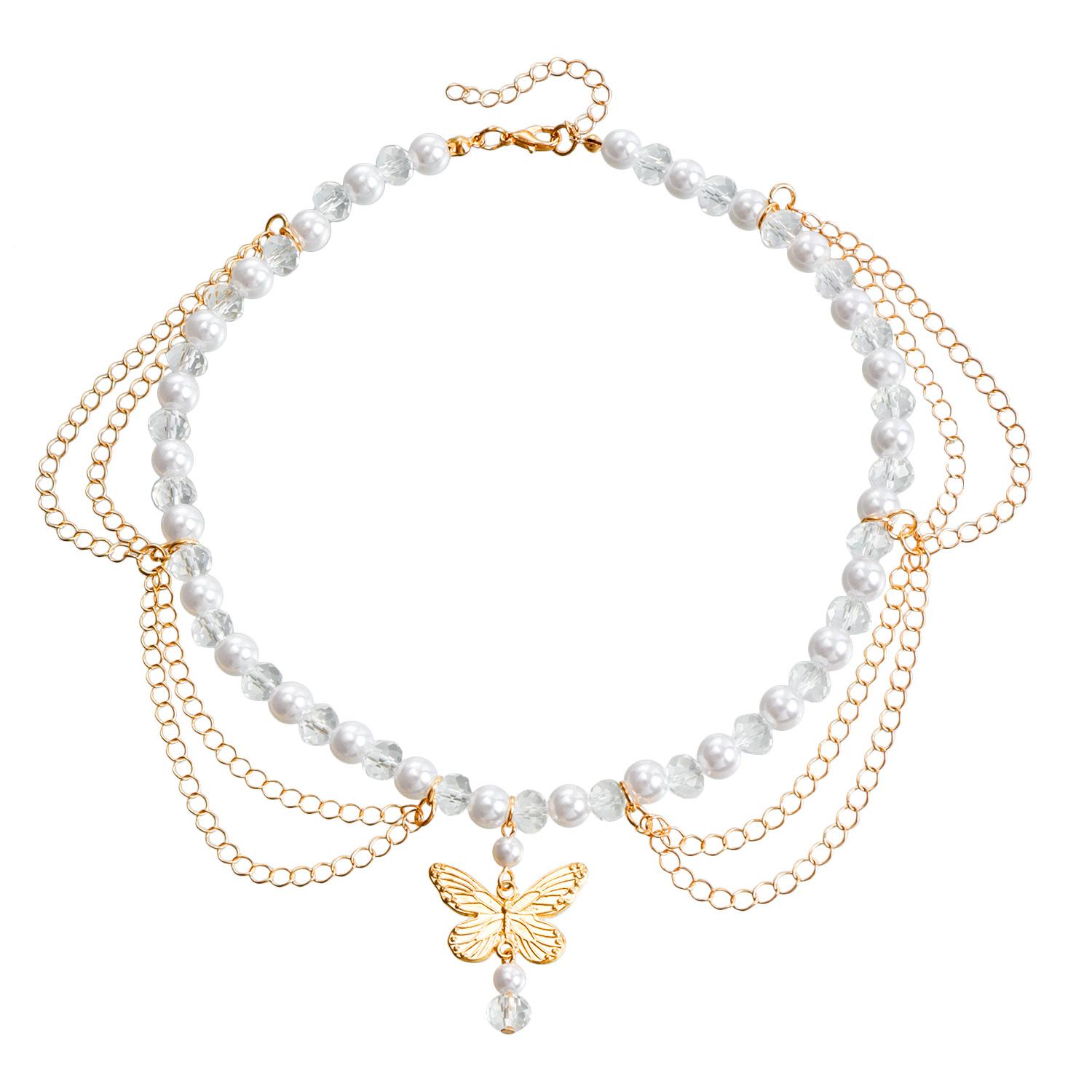 

Готическое ожерелье с крестом, цепочка с имитацией жемчуга, многослойное ювелирное изделие из бисера, подарок