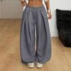 Pantalon Casual Uni pour Femme, Coupe Ample, Jambe Droite, avec Poches