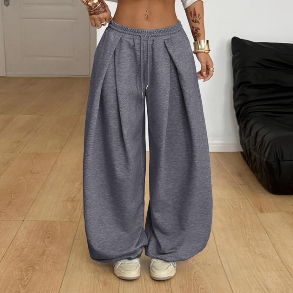 Pantalon Casual Uni pour Femme, Coupe Ample, Jambe Droite, avec Poches