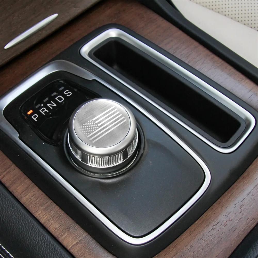 Shift Knob Trim Brushed Stainless American Flag For Dodge Chrysler RAM 1500 2500