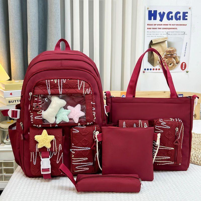 4pcs Backpack Set  Girl  Boy Cute Anti Splash Water  Elementary School Backpack Large Capacity Backpack for Junior High School Students