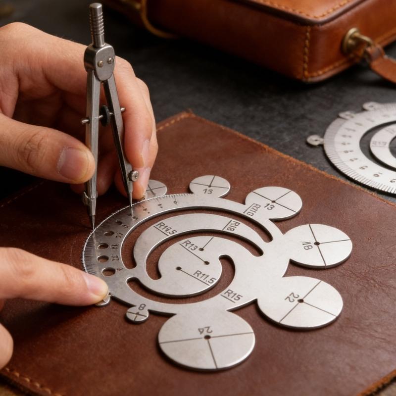 Stainless Steel Circle Gauges Leather Cutting Tool Corner Cutter for Accurate Measurement in Leatherwork