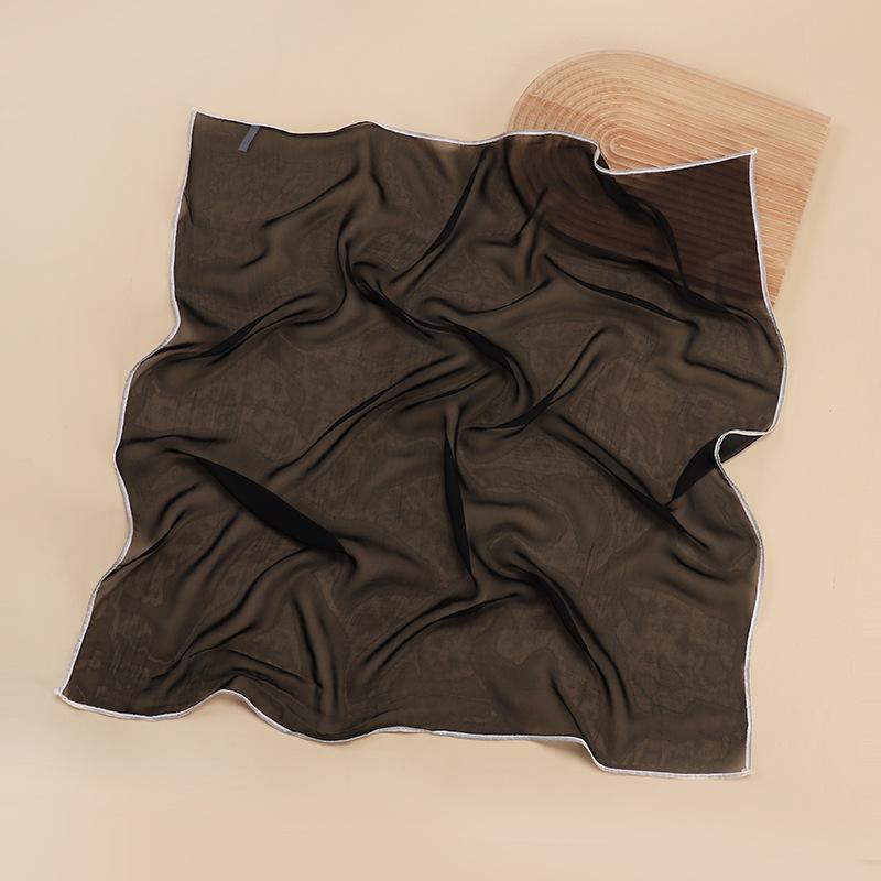 Однотонный носовой платок, шелковые шейные шарфы для женщин, 70x70 см, маленькие шали и накидки, бандана, платки на голову 70x70cm чёрный