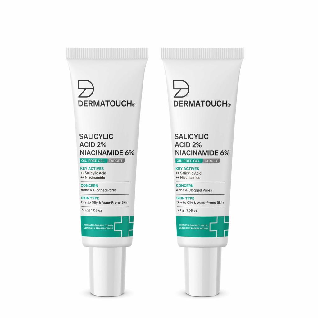 DERMATOUCH Salicylic Acid 2% Niacinamide 6% Anti-Acne Oil-Free Gel For Active Acne, Oil Balancing, Pore Tightening | 30g
