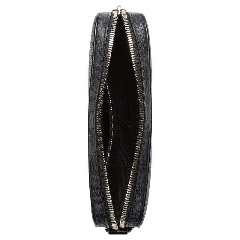 Gucci Presbyopia All-over Detachable Wrist Strap, Zipper Closure, GG Supreme Canvas Clutch, Men's Black