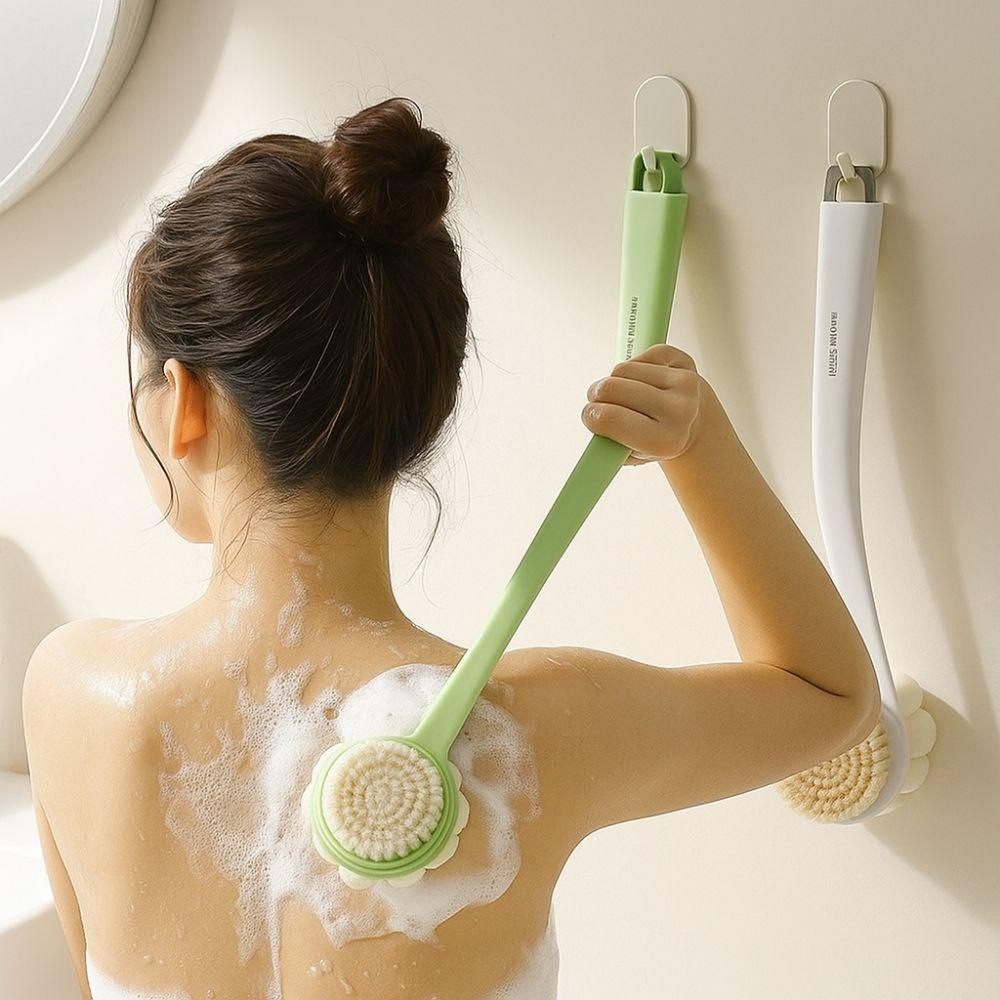 2pcs Anti Slip Long Handle Bath Brush 3-in-1 Massage Bath Brush  Household Shower