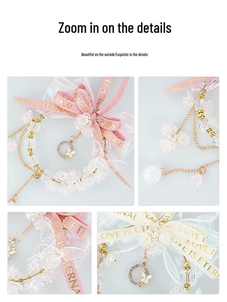 Crystal Bow Car Pendant: Fashionable Goddess Ornament for Car Interior