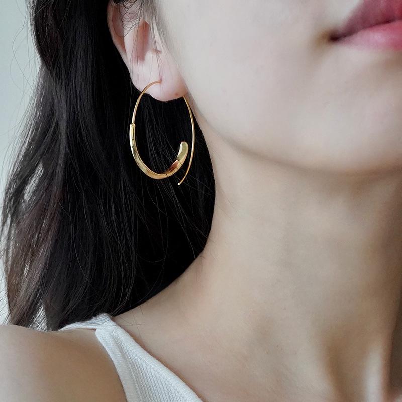 

Элегантные французские серьги-кольца большого размера класса люкс