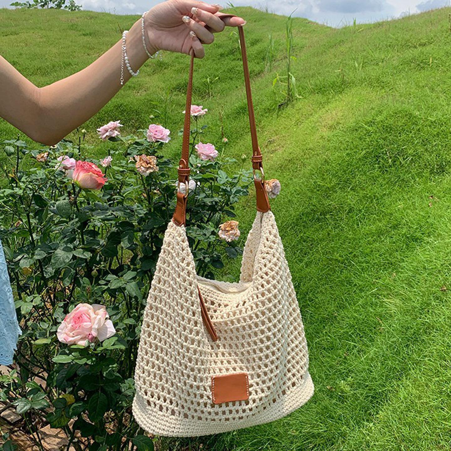 

Плетеная ажурная сумка женская новая летняя сумка для путешествий на море, пляжная сумка, сумка на плечо, сумка подмышку
