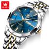 OLEVS Mode Klassisch Dualkalender Quarz Uhr Für Männer Rhombus Spiegel Luxus Armbanduhr Wasserdicht Original Herren Uhren