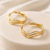 Personalized Luxury Ripple Gold Hoops: Three-Layer Stainless Steel Earrings