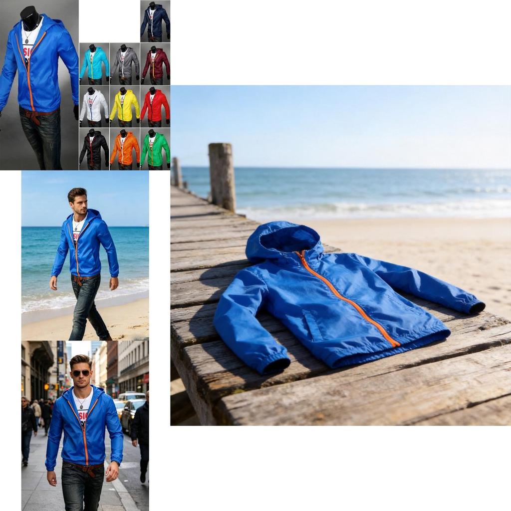 Mens Lightweight Breathable Sun Protection Jacket With Hood For Summer Outdoor Activities
