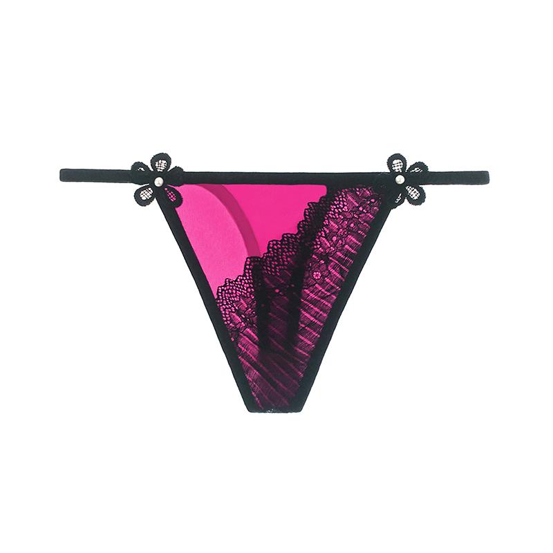 Erotic Panties Sexy Women G-String Contrast Lace Satin Thongs Seamless Thin Belt Female Lingerie Underwear Low Waist Comfortable Bikini Briefs