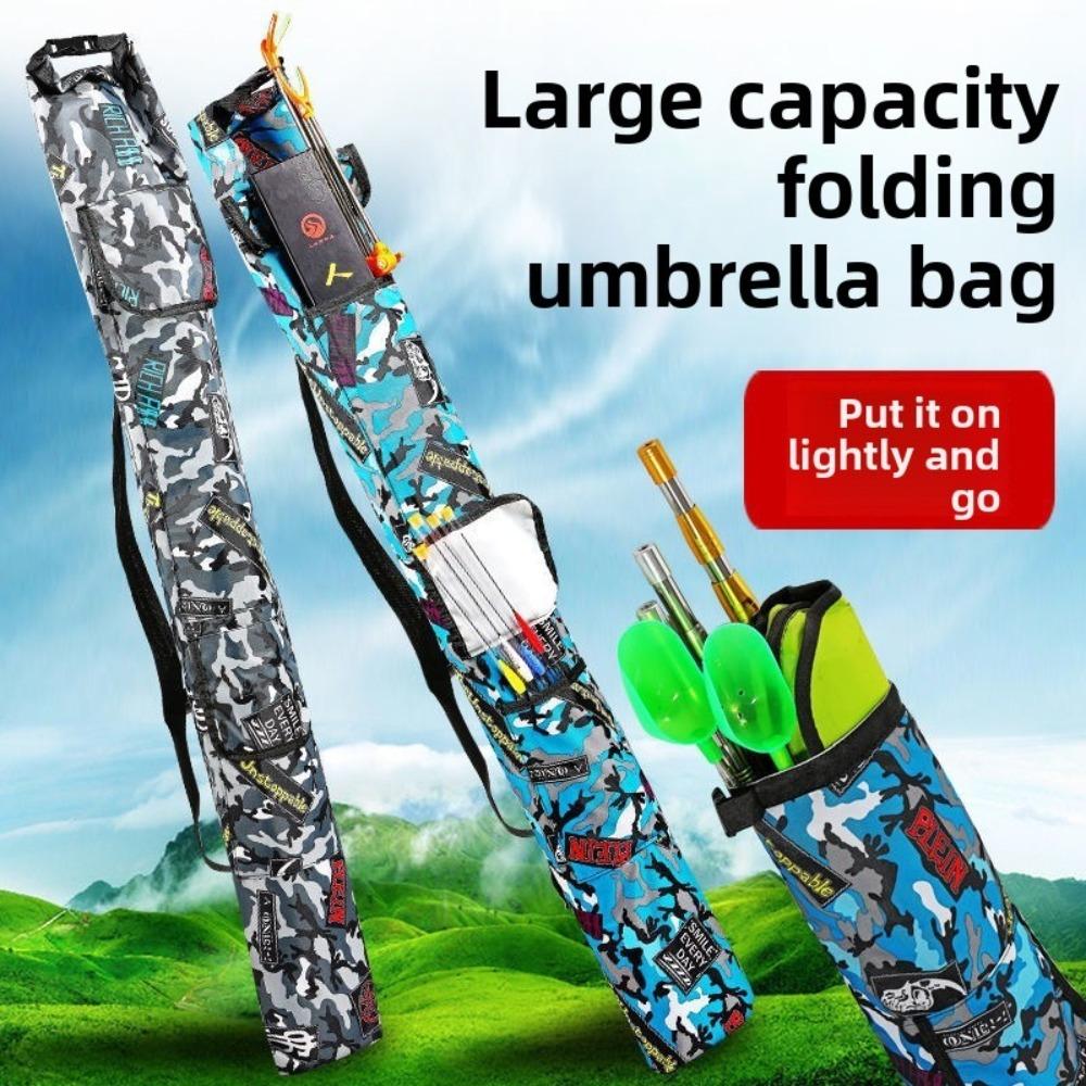 Durable Multi-function Fishing Rod Cover Foldable Thicken Canvas Fishing Rod Holder Oxford Cloth Fishing Gear Outdoor Activity
