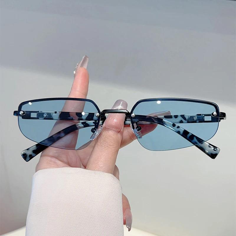 KAMMPT Rimless Sunglasses Men Women Solid Color Vintage Design Trendy Casual Outdoor Sun Glasses