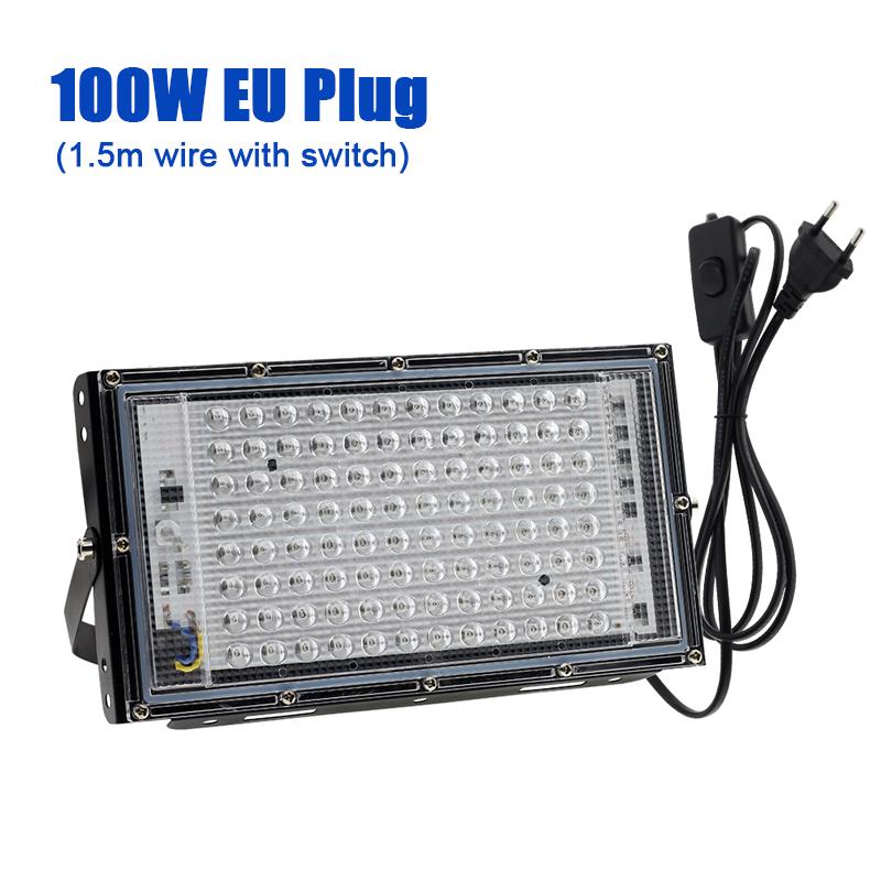 50W 100W 200W UV Flood Light AC220V 395nm 400nm Ultraviolet Fluorescent Stage Lamp With EU Plug For Bar Dance Party Blacklight