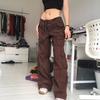 Women's Cross-Border E-commerce Wide-Leg Multi-Pocket Work Jeans
