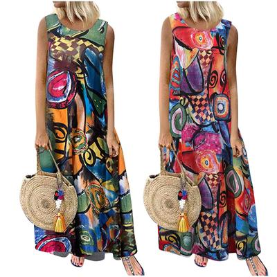 Women's Casual Summer Printed Sleeveless Vest Long Dress