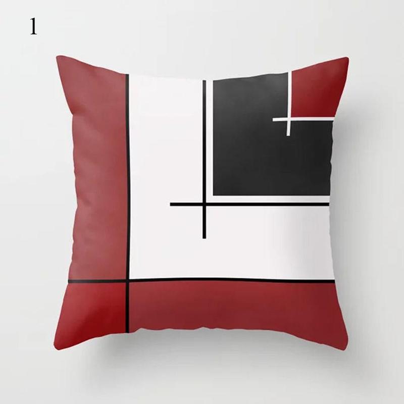 Home Decor Black Red Pillowcase Geometric Pattern Pillowcase Living Room Sofa Decor Cushion Covers Car