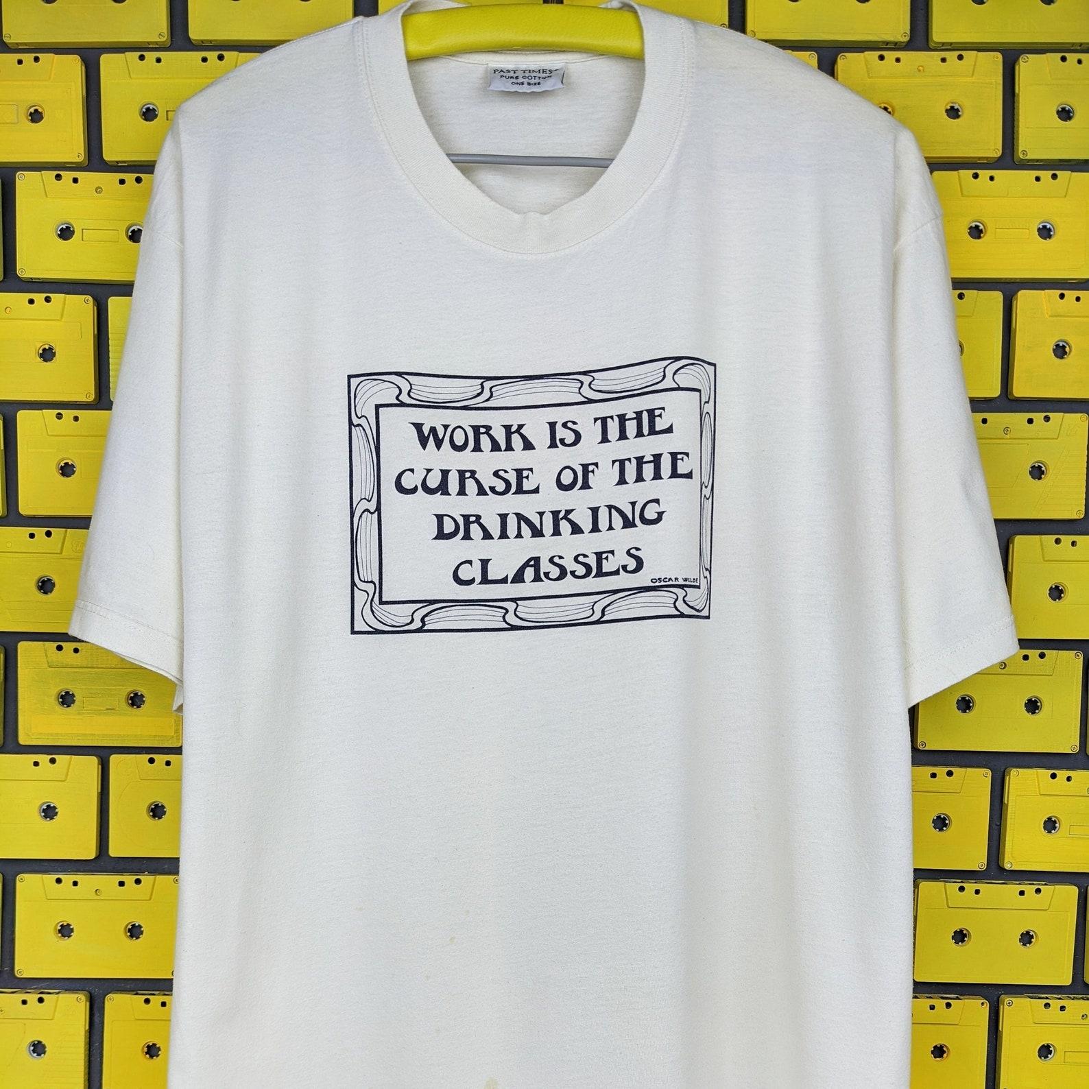 Vintage 90s Oscar Wilde T shirt Work Is The Curse Of The Drinking Classes Irish Poet Playwright Writer Tee Size XL 4XL