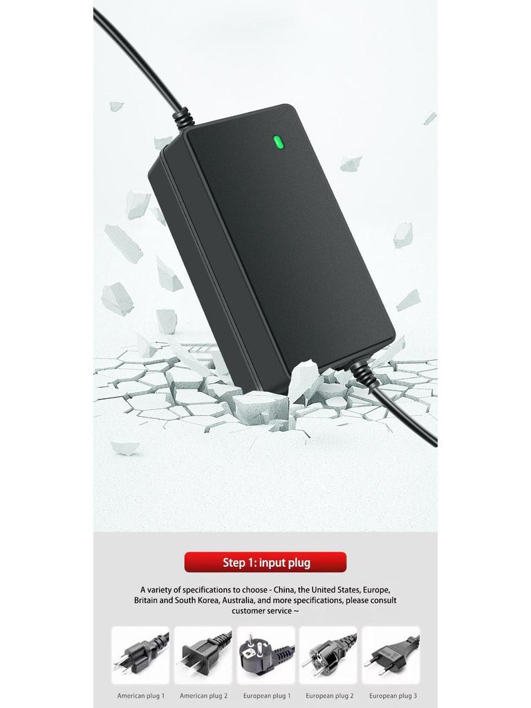 48V/54.6V 2A/3A Electric Scooter Lithium Battery Charger with Aviation Cannon and DC Head - European Standard