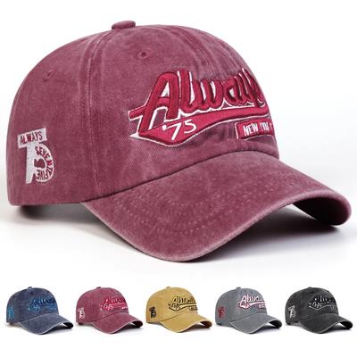 Unisex Always75 Letter Embroidery Wash Baseball Caps Spring Autumn Outdoor Sunscreen Hat Adjustable Casual Trucker Hats