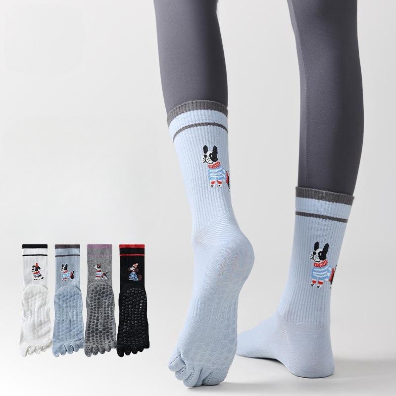 

Yoga Socks, Anti-slip Professional Women s Pilates Five-finger Socks, Sports and Fitness Two-toed Socks, Summer Mid-tube Indoor Skipping Rope 1 pair світло-сірий колір