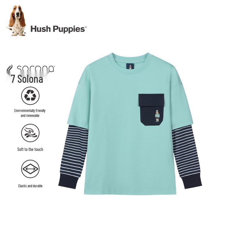Hush Puppies Jungen Langarm Rundhals-T-Shirt mit Fake-Zweiteiler
