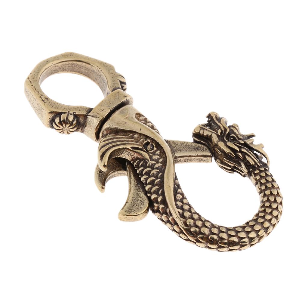 2 Pcs Brass Keychain Bottle Opener Beverage Can Car Key Hook Keyring Tool Retro Dragon Design