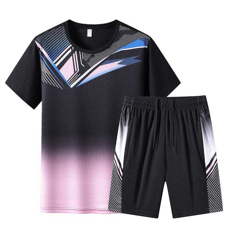 

Летний комплект с круглым вырезом и 3D-принтом, модный и повседневный, быстросохнущий, спортивный, с короткими рукавами, мужские комплекты одежды, спортивная одежда M