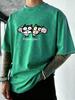 Found You Cartoon Cats Print Men Washed T Shirts Casual Hip Hop Sportswear Man Running Short Sleeves Multicolor Cotton TShirt
