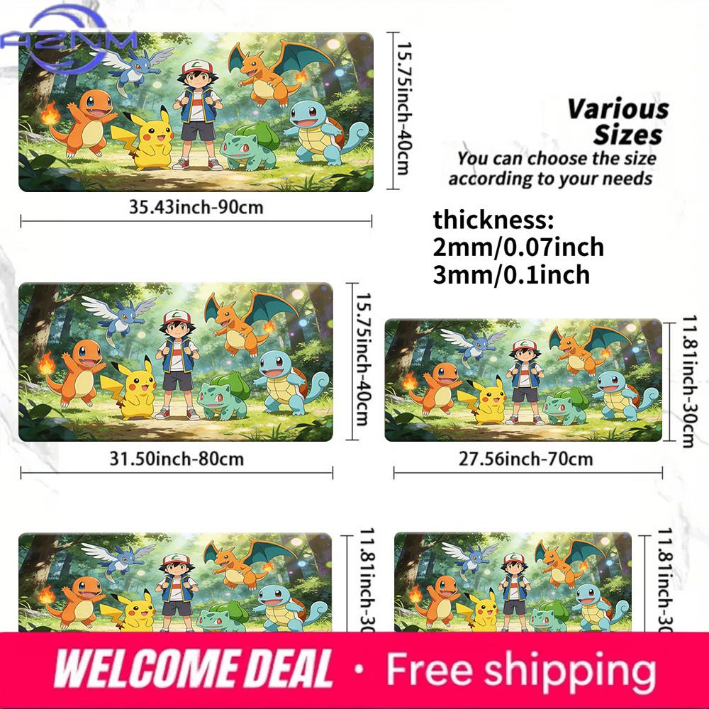 Ash  Kanto Starters Forest Gaming Desk Mat NonSlip Washable Mouse Pad 30x80x0.2cm