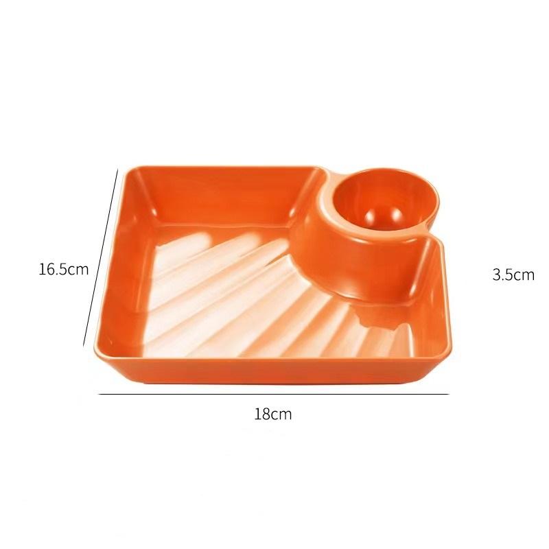 Divided Plates French Fries Square Dumpling Plate With Vinegar Plates Snack Dish 2-Grid Spices Dessert Christmas Tableware Home