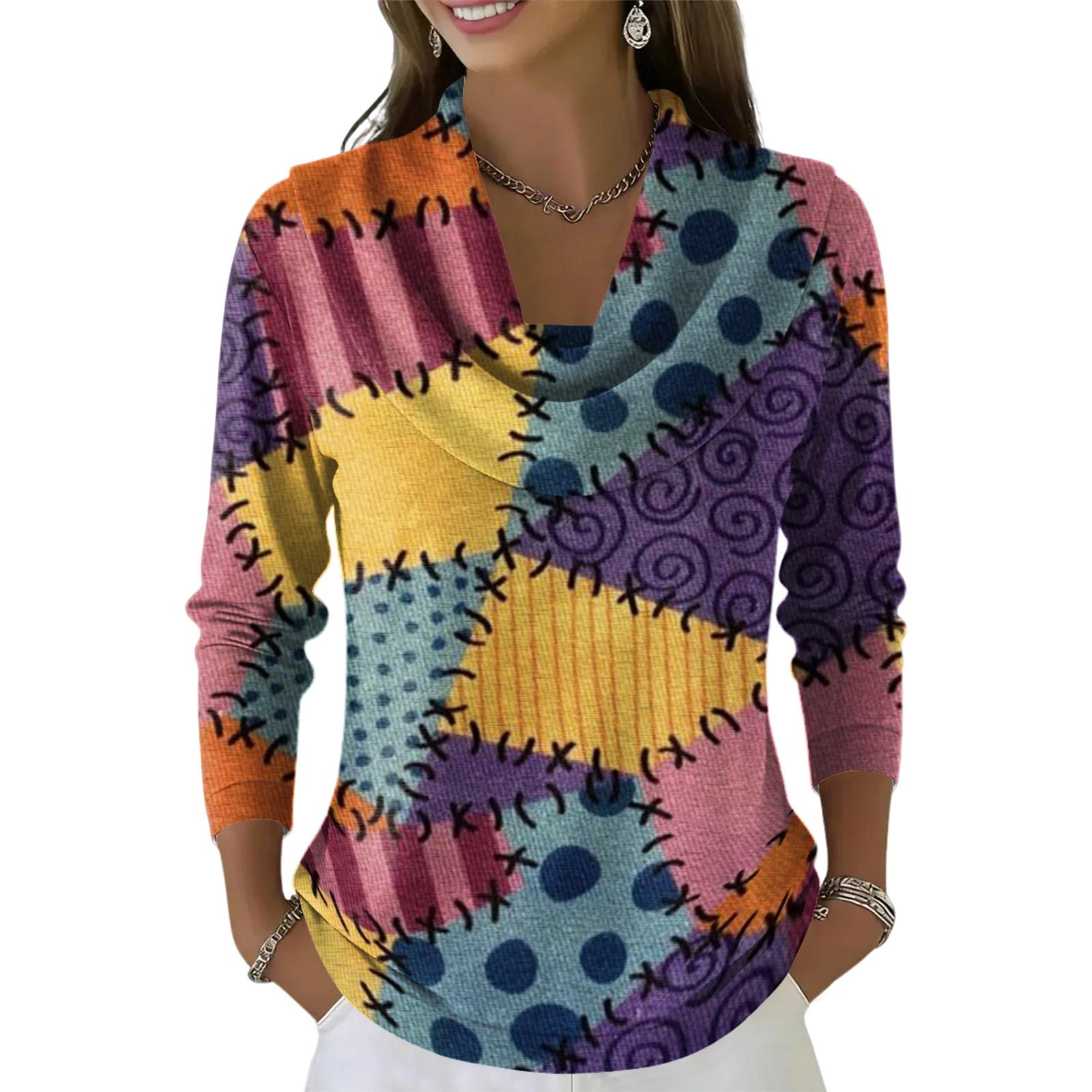 

Женский повседневный и модный свитер с круглым вырезом, длинными рукавами и принтом S фиолетовый