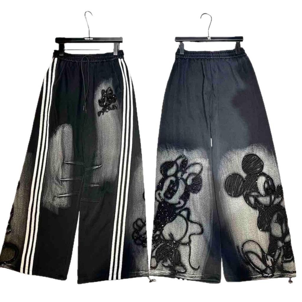 Retro Mickey Print High-Waist Loose Casual Pants for Women - Spring/Summer Collection, Plus Size Available