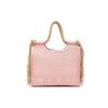 Logo Embroidered Cotton And Calfskin Tote Bag Women Handbags Light-Pink P3860BMMP0024U0ZO708