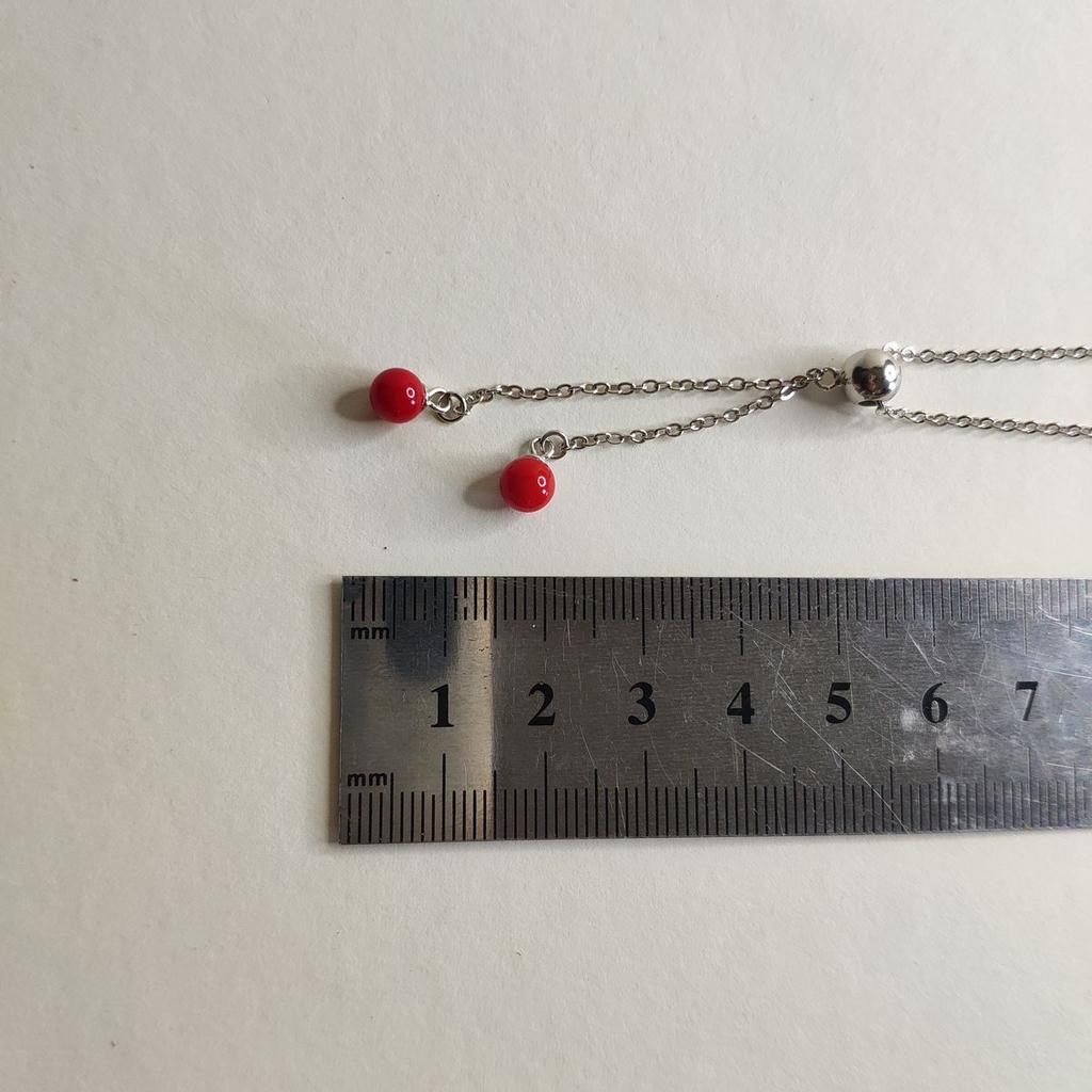 Серебряное колье с кораллом, вес изделия 3,43 гр (2147176)