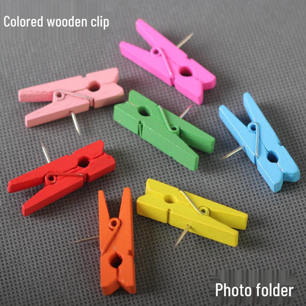 Colored Wooden Push Pins & Clothespins for Corkboards - Creative Office Stationery