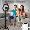 10-inch ring light with tripod, dimmable LED selfie light, comes with phone holder and Bluetooth remote, 3 color temperatures and 10 brightness levels