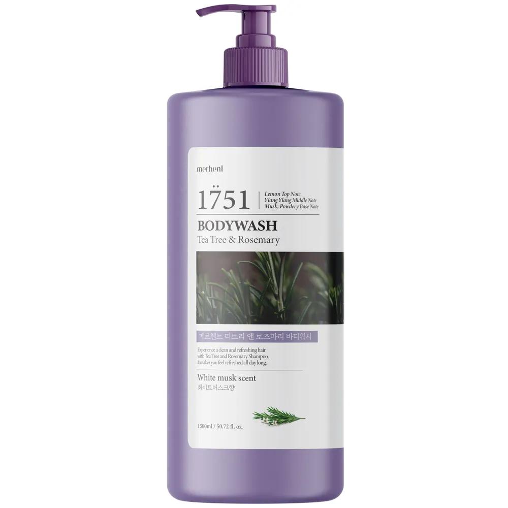 Merhent Tea Tree & Rosemary Large Size Body Wash 1500ml x 1 Body Cleanser Mildly Acidic Perfume Fragrant Body Shampoo Men Women