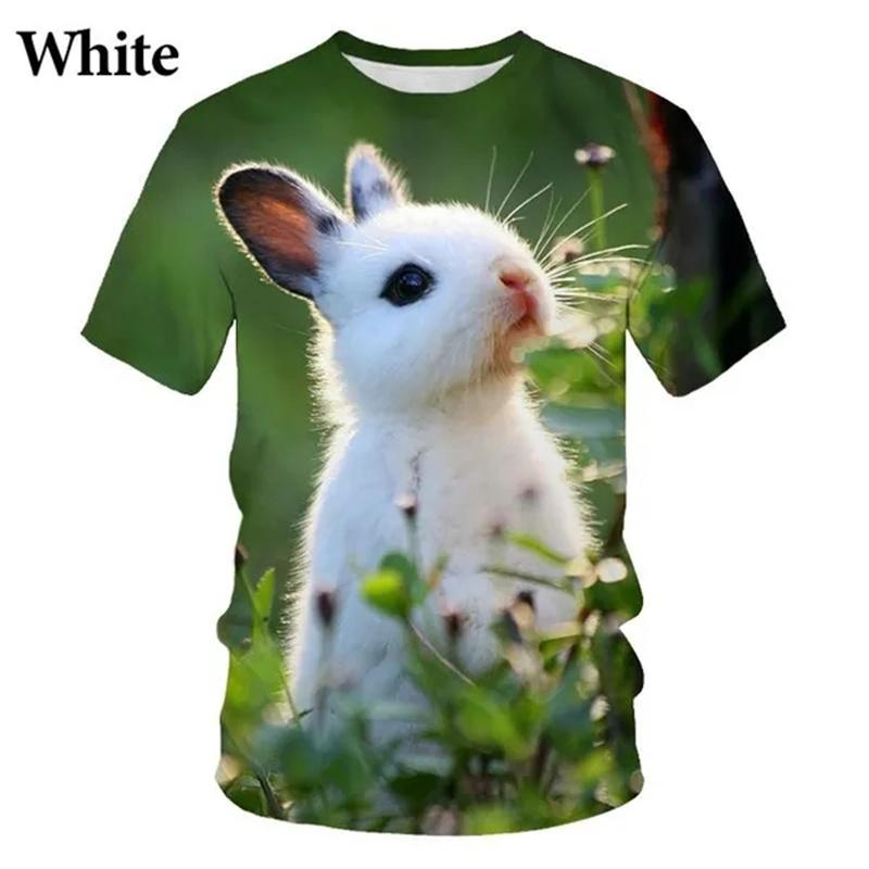 Cute Rabbit T Shirt Men 3D Printing Funny Kids Animal T-Shirt Harajuku Fashion Womens Clothing Tee Shirts Summer Casual y2k Tops