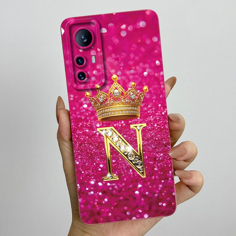 For Xiaomi 12 Lite Case Xiaomi 12T Pro 5G Casing Crown Letter Couple Phone Case Soft Liquid Silicone Lens Protective Back Cover