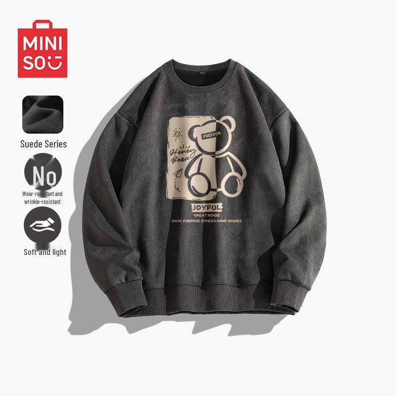 

MINISO Men s Heavyweight Suede Fleece Crewneck Sweatshirt 3XL