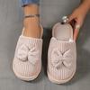 Anzxy Women's Bow-Detail Slip-On Plush Indoor Slippers For Winter