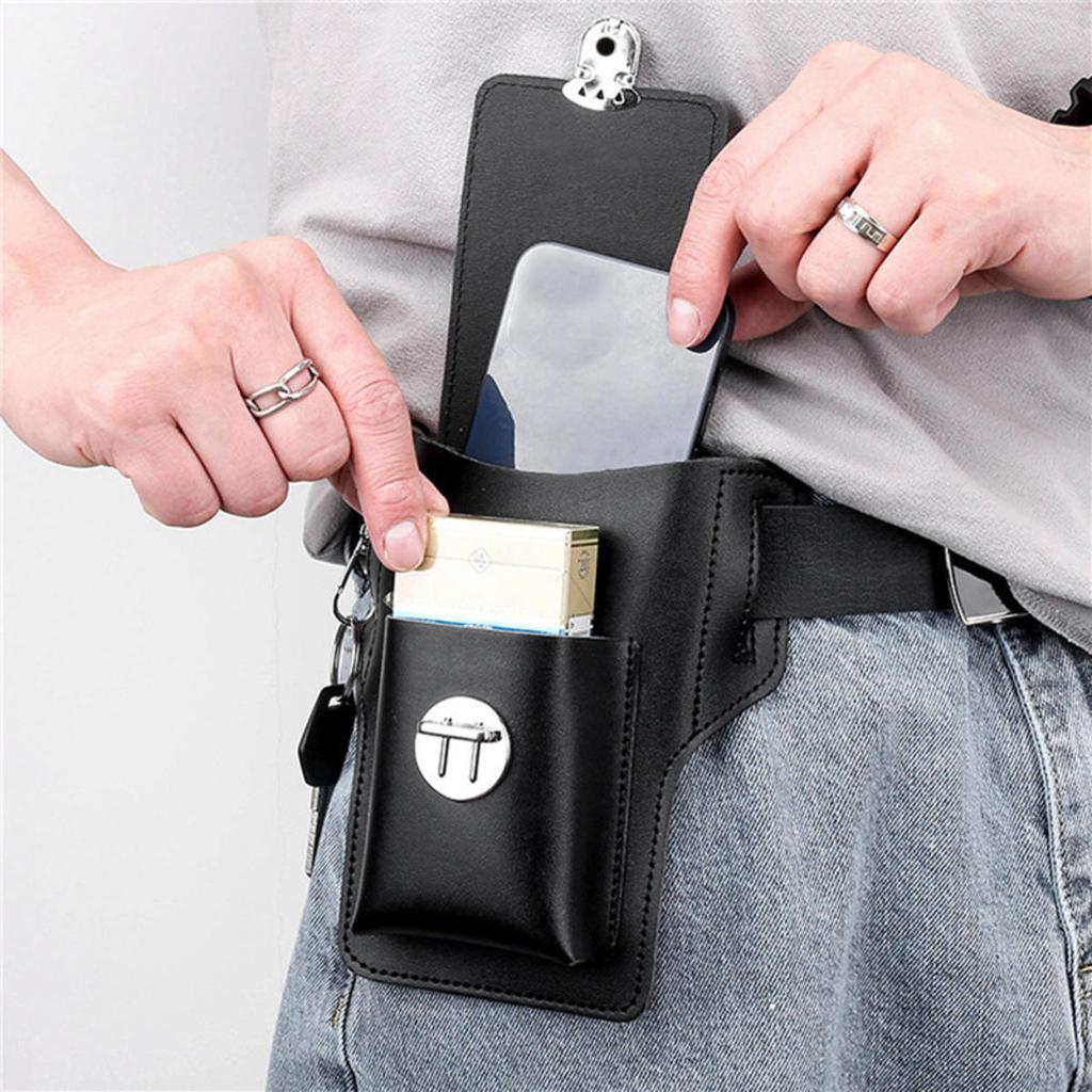 Phone Belt Bag For Men Cellphone Pouch Portable Wallet Waistpack Multifunctional PU Leather Fanny Pack Vertical Case Gift