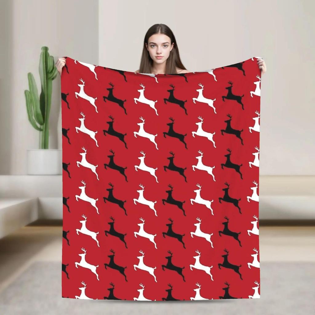 Christmas Buffalo Snowflake Warm Plush Blanket for Girls Boys Fluffy Flannel Bedspread Couch Chair Throw Sofa Bed Cover