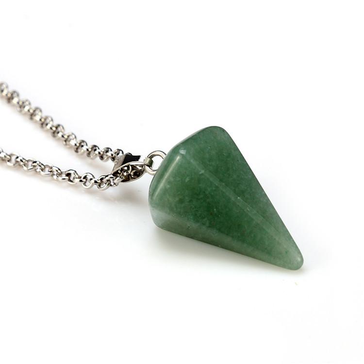 1pc Natural Stone Hexagonal Pendant Chain Necklace Taper Soul Swing Bullet Crystal Necklace For Men And Women
